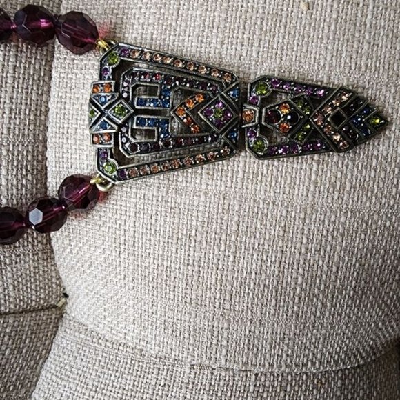 HEIDI DAUS RUBY CRYSTAL BEAD NECKLACE AMETHYST CITRINE PERIDOT BLUE CRYSTAL ART - Picture 3 of 7